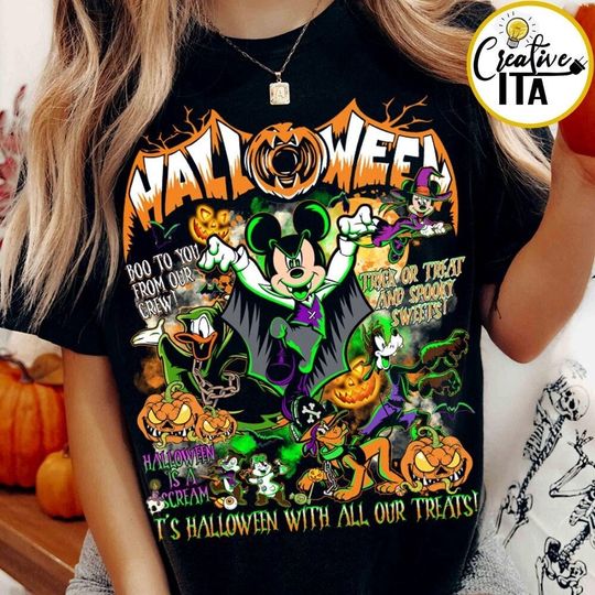 Mickey and Friends Pumpkin Disney Halloween Shirt, Disney Halloween Shirt, Halloween Merch, Halloween Clothing for Men, Women and Kids