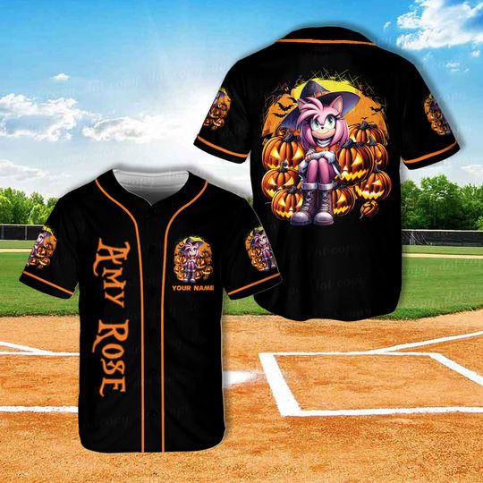 Custom Sonic the Hedgehog Halloween Baseball Jersey, Personalized Sonic Shirt, Cartoon Sonic Matching Halloween Party Outfit For Sonic Lover