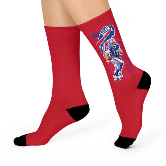 Josh Allen Cushioned Crew Socks ,  Disney Sock, Cartoon Sock,  Socks Accessories for Man's Woman | Christmas Gifts