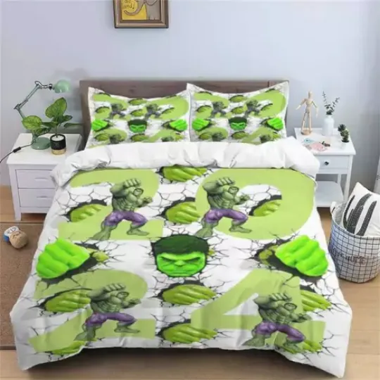 The Incredible Hulk Strong Fist Superhero Giant Green Hulk Bedding Set, For Home and Living, For Fan Gifts, Disney Merch