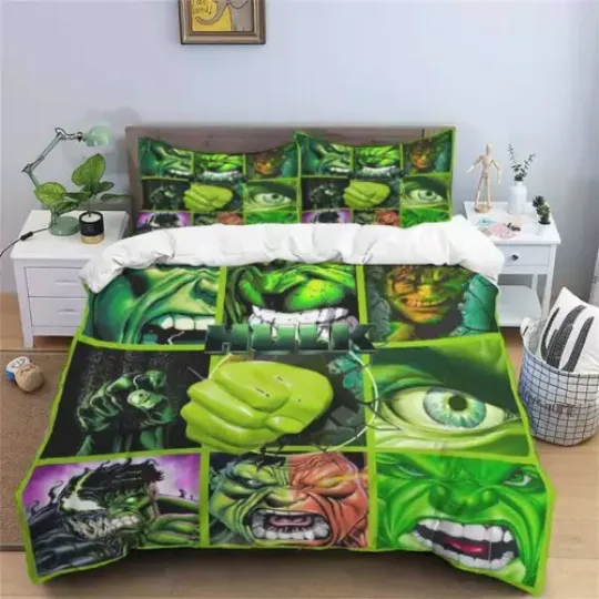 The Incredible Hulk Superhero Giant Green Hulk Bedding Set, For Home and Living, For Fan Gifts, Disney Merch