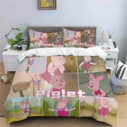 Piglet Emotions Winnie The Pooh Bedding Set, For Home and Living, For Fan Gifts, Disney Merch