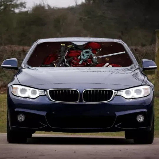 Amazing Hero Up Deadpool Car Sun Shade, Best Gift For Fans, Cartoon Car Windshield Sun Shade