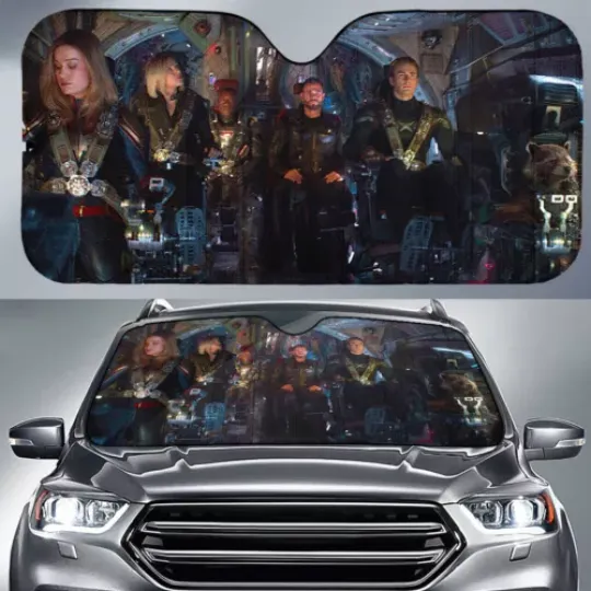 Guardians Of The Galaxy Star Lord Mantis In Spaceship Car Sun Shade, Best Gift For Fans, Cartoon Car Windshield Sun Shade
