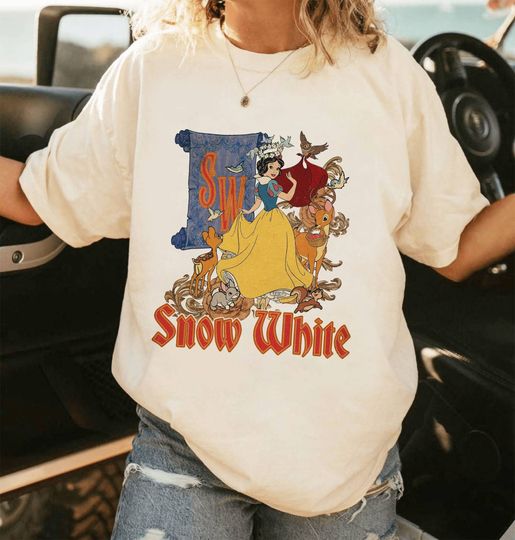 Snow White Princess Short Sleeve Cotton Shirt, Snow White and the Seven Dwarfs Shirt, Princess Girl Trip