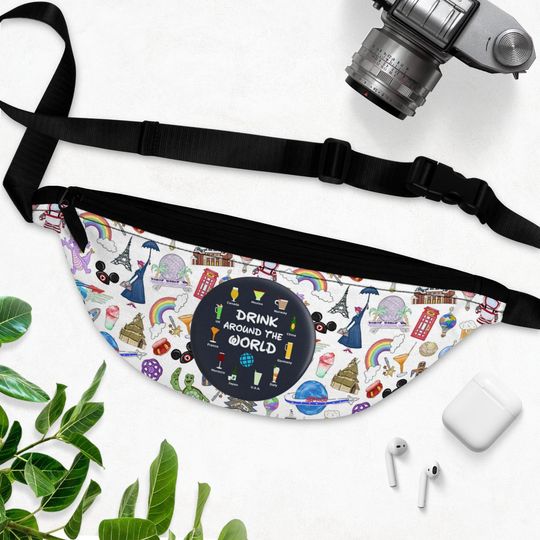 Epcot Drink Around the World - White Fanny Pack, Disney Fanny Pack, Epcot Bag, Disney Vacation, Epcot Fanny Pack, Figment Bag, Mary Poppins