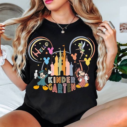 Mickey Mouse Kinder Garten Shirt, Disney Back To School Shirt, Casual Cotton Short Sleeve Shirt, Back To School Funny Gift Idea