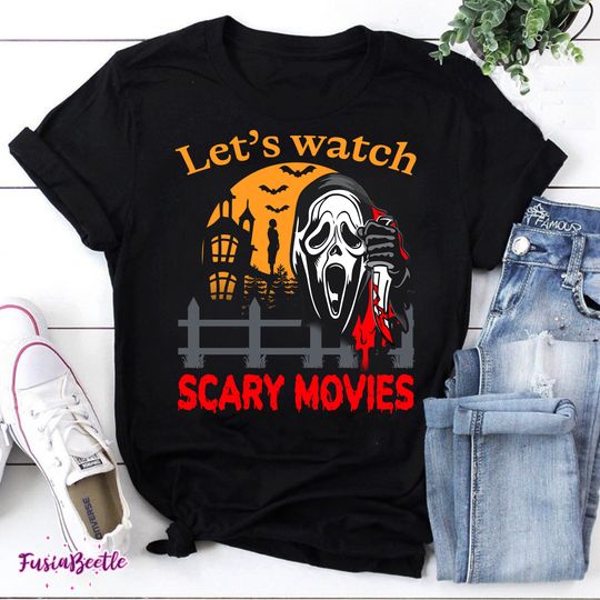 Let's Watch Scary Movies Vintage T-Shirt, Horror Movie Shirt, Scary Halloween Shirt, Serial Killer Shirt, For Horror Halloween Shirt