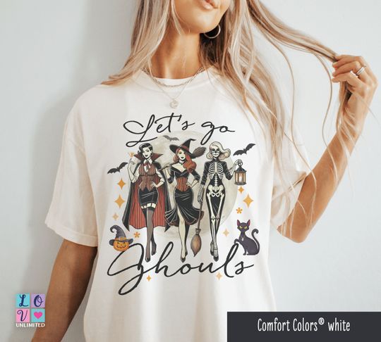 Let's Go Ghouls Halloween Cotton Tee, Graphic Tshirt for men, women, Unisex, Trending Casual Fashion