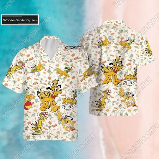 Pluto Hawaiian Shirt, Disney Pluto Summer Shirt, Pluto Dog Beach Button Shirt Men, Magic Kingdom Trip Unisex Shirt