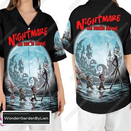 Jack Skellington Halloween Hawaii Shirt, Disney Horror Button Shirt, Nightmare On The Main Street T-Shirt, Jack N Friends Summer Shirt