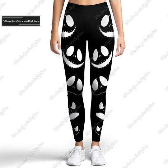 Jack Skellington Legging, Skeleton Skull Legging, Skeleton Workout Leggings, Halloween Women Cosplay Workout, Trick Treat Party Activew