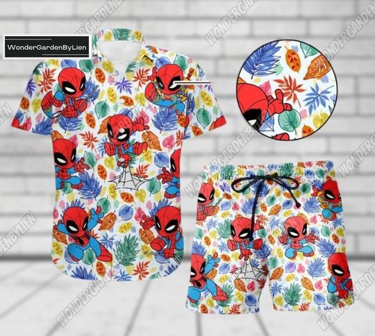 Spider Man Hawaiian Shirt Short, Spiderman Tropical Button Shirt, Avengers Superhero Summer Shirt, Hawaii Short Sleeve Shirt