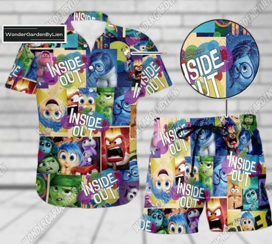 Inside Out Hawaiian Shirt Short, Custom Inside Out Summer Button Shirt, Disneyland Movie Man Short, Its Okay To Feel All The Feels Shir