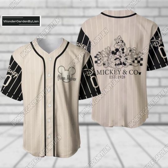 Personalize Mickey Baseball Jersey, Mickey And Co 1928 T-Shirt, Vintage Cartoon Jersey For Kids Adult, Mickey And Friends Baseball Shir
