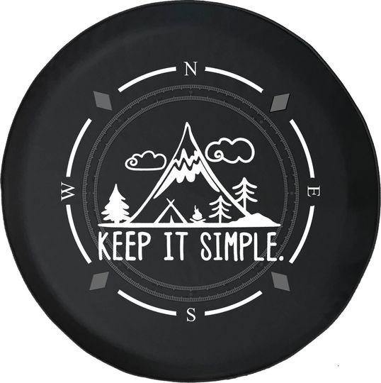 Keep It Simple Adventure Camping Compass Spare Tire Cover, Car Accessories, Anti-Fouling Cover For Spare Tire, Camping Decor Car, Multi-size Father's Gifts