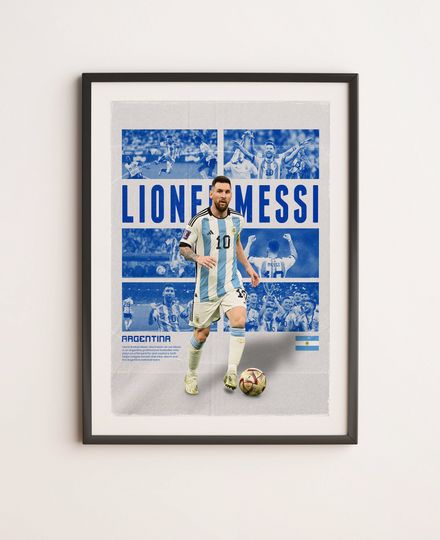 Lionel Messi Argentina, Printable A3 Sport Wall Art, Gift For Boy,Unframed poster , available in 7 sizes, Football lover poster gift
