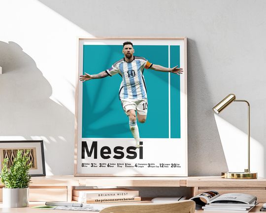 Printable Lionel Messi Poster, Soccer Wall Art, Argentina Football GOAT, Messi Wall Art, Included Football Titles