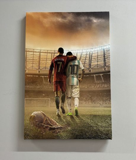 Lionel Messi Cristiano Ronaldo, Gym Printed, Famous Canvas Art, Messi Artwork, Sport Poster, Lionel Messi Poster, Ronaldo Wall Decor,