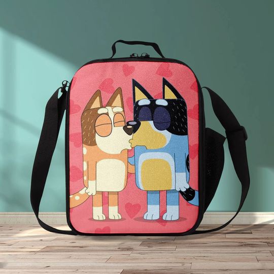 BlueyDad And Bingo Lunch Bag, BlueyDad Love Lunch Bag, Back To School Bag, Zipper Lunch Bag, Reusable Lunch Tote, Food Bag