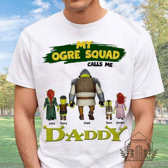 Custom Shrek T-Shirt, Shrek My Ogre Squad Calls Me Daddy Shirt, Shrek Daddy Shirt, Fiona And Shrek Sweatshirt, Cartoon Family Tee