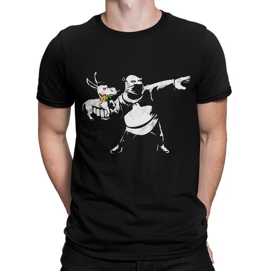 Shrek and Donkey Banksy Style T-Shirt / 100% Cotton Tee / Men's Women's All Sizes