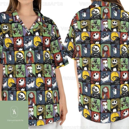 Jack Skellington Hawaiian Shirt, Nightmare Before Christmas Shirt, Jack And Sally Hawaiian Shirt, Jack Skellington Button Shirt