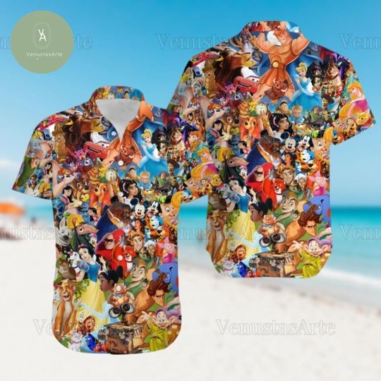 Disneyland Button Shirt, Magic Kingdom Shirt, Disney Hawaiian Shirt, Disney Characters Summer Shirt, Disney Beach Shirt, Birthday Gift