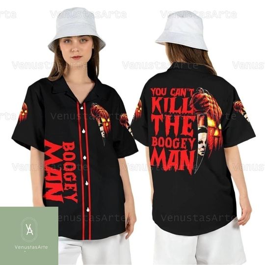 Michael Myers Hawaiian Shirt, Michael Myers Shirt, Michael Myers Button Shirt, Halloween Button Up Shirt, Halloween Boogey Man Shirt
