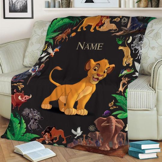Custom Name Baby Simba Blanket, Lion King Baby Blanket, Disney Fleece Blanket, Magic Kingdom, Animal Blanket