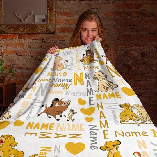 Custom Name Lion King Characters Blanket, Lion King Baby Blanket, Disney Fleece Blanket, Magic Kingdom, Animal Blanket