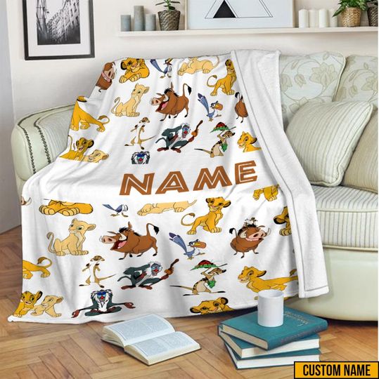 Custom Name Lion King Baby Blanket, Disney Fleece Blanket, Magic Kingdom, Animal Blanket