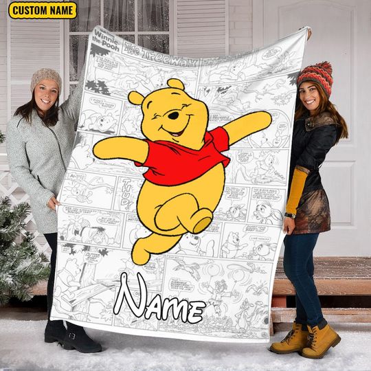 Personalized Name Pooh Blanket, Disney Winnie The Pooh Fleece Blanket, Custom Name Blanket, Magic Kingdom, Newborn Gift