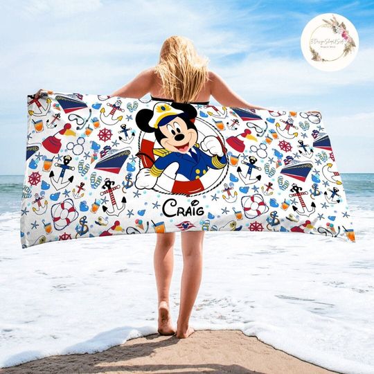 Personalized Mickey and Friends Disney Cruise Beach Towel, Disney Family Cruise Trip Bath Pool Summer Trip, Disney Wish Dream Magic Fantasy