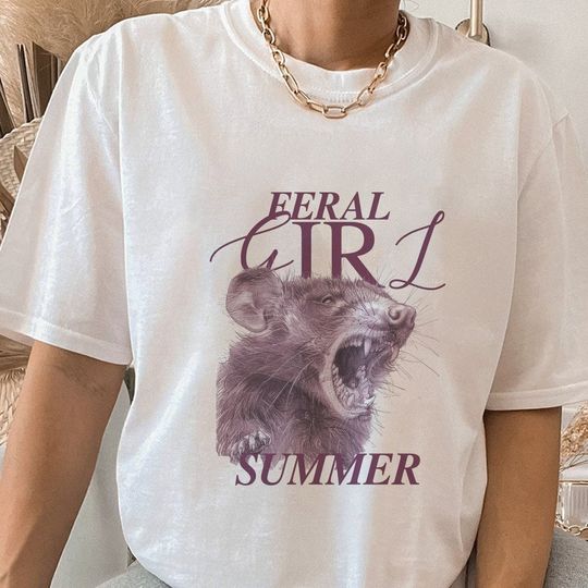 Feral Girl Summer Shirt, Raccoon Funny Shirt, Feral Tshirt, Cowgirl Shirt, Western Shirt, Raccoon Shirt, Y2k Shirt, Funny Shirt