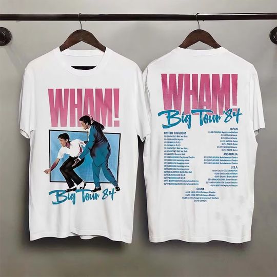 Wham Big Tour White Adult T-Shirt, Wham Shirt, Wham Big Tour Shirt, Vintage 90s Cotton Tshirt