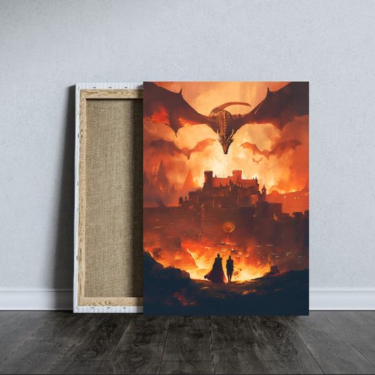 House of the Dragon Poster, Dragons and Castle, Rhaenyra and Daemon Targaryen, Game of Thrones, TV Series, Film Poster, Wall Decoration