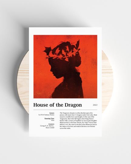 House Of The Dragon Minimalist TV Show Poster, House Of The Dragon Unframed poster, available in 7 sizes, HOTD poster, HOTD fan gift, Home decor