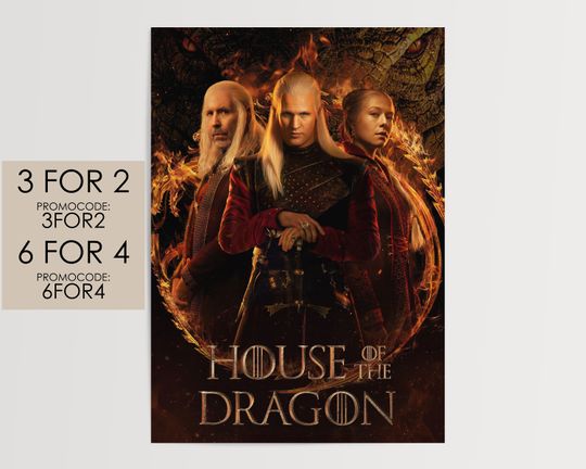 House Of The Dragon Poster - TV Movie Poster Art Film Print Gift Unframed poster, available in 7 sizes, HOTD poster, HOTD fan gift, Home decor