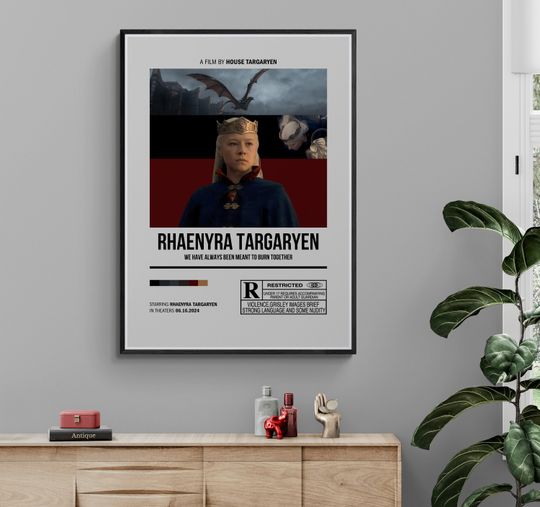 House of the Dragon, Minimalist Movie Poster, Rhaenyra Targaryen, Unframed poster, available in 7 sizes, HOTD poster, HOTD fan gift, Home decor