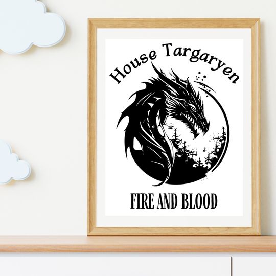 House of the Dragon print House Targaryen wall art Game of Thrones Unframed poster, available in 7 sizes, HOTD poster, HOTD fan gift, Home decor