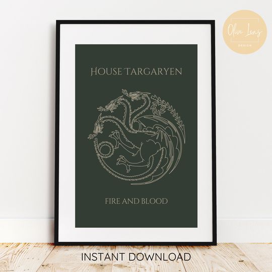 Game of Thrones, House of the Dragon, House Targaryen logo Unframed poster, available in 7 sizes, HOTD poster, HOTD fan gift, Home decor