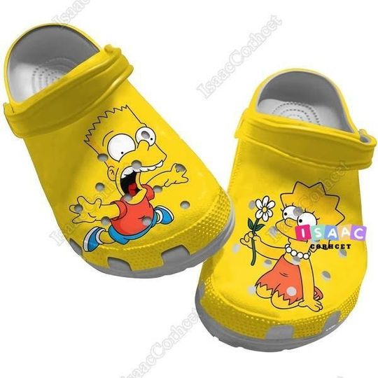 The Simpsons Sandals, Bart Simpson And Lisa Simpson Shoes, Funny Cartoon Slippers, Cute Cartoon Sandals, Shoes For Kids And Adults