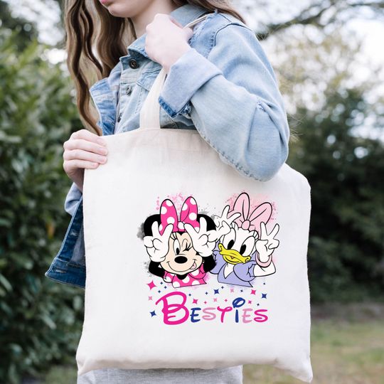 Minnie And Daisy Tote Bag, Besties Tote Bag, Gift for Besties, Minnie Mouse And Daisy Duck Tote Bag, Disney Besties Tote Bag