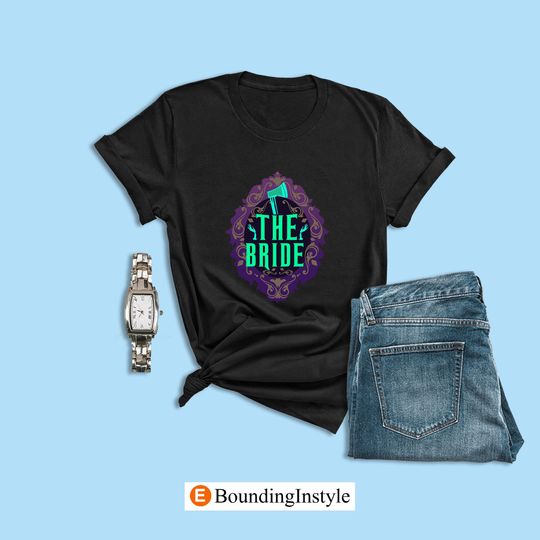 The Bride T-Shirt, The Haunted Mansion Shirt, Disney Halloween Shirt, Casual Cotton Short Sleeved Shirt, Disney Men Clothing for Men, Women and Kids