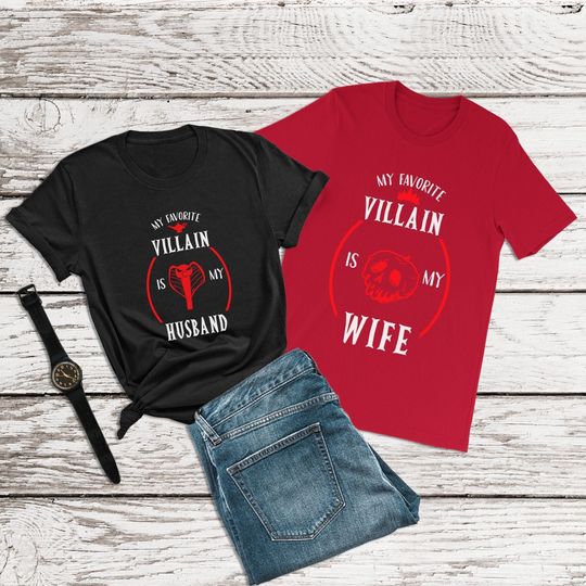 Descendants Shirts, My Favorite Villain Is My Husband Shirts, Jafar Shirt, Disney Halloween Shirt, Casual Cotton Short Sleeved Shirt, Disney Men Clothing for Men, Women and Kids