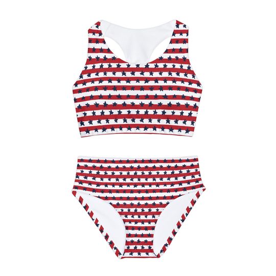 4th of July Stars and Stripes Two Piece Swimsuit | Bikinis Set | Summer Beach Wear | Bathing Suit