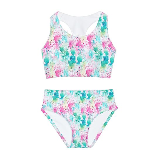 Abstract Cactus Girls Two Piece Swimsuit | Bikinis Set | Summer Beach Wear | Bathing Suit