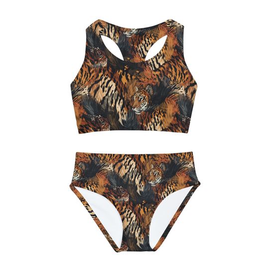 Boho Tiger, Clemson Style Girls Two Piece Swimsuit | Bikinis Set | Summer Beach Wear | Bathing Suit