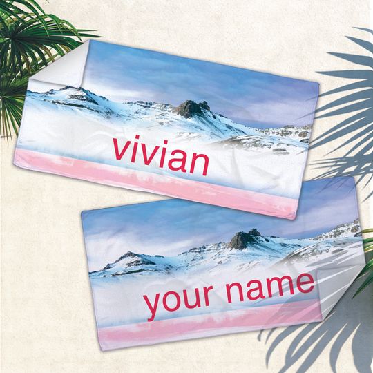 Water, mountain towel, Beach Towel Personalized, Custom Towel, Custom Beach Towel with Name, Personalized Gifts, Evian, Mom, Gifts for Her